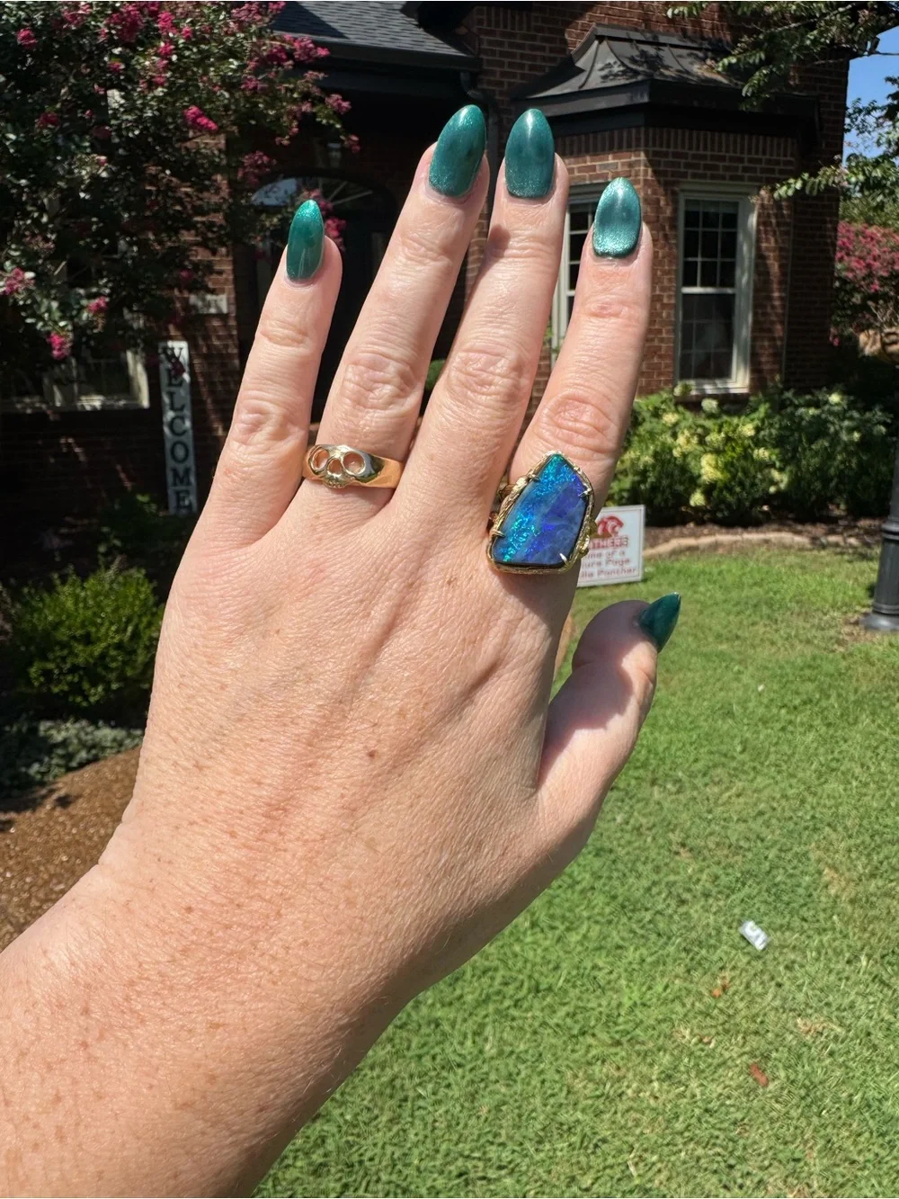 Elisabeth Bell Jewelry 14k Gold and Opal Ring - size 8.5